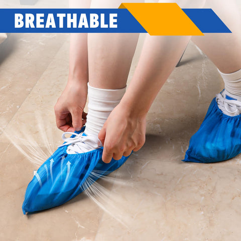 NUITPY shoe covers highlighting extended edge banding and elastic design.