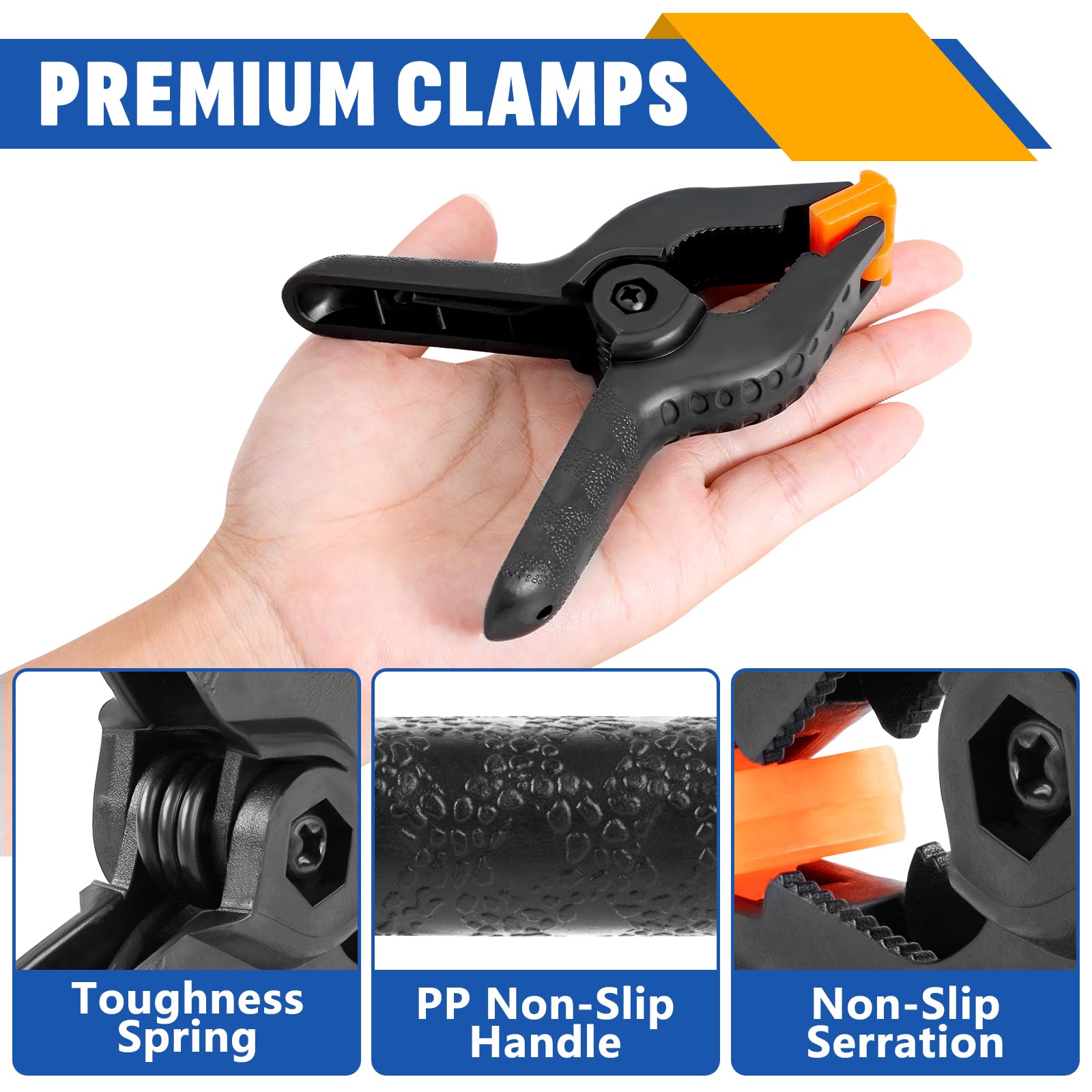 NUITPY plastic clamps with anti-slip handles improve control in crafts.