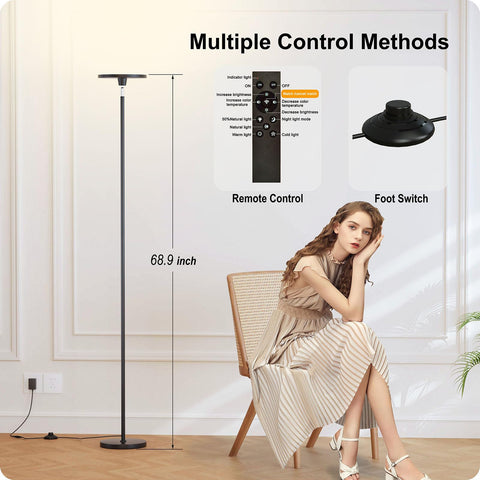 Nukanu floor lamp brightness range from 10% to 100% supports customized ambience in any room.