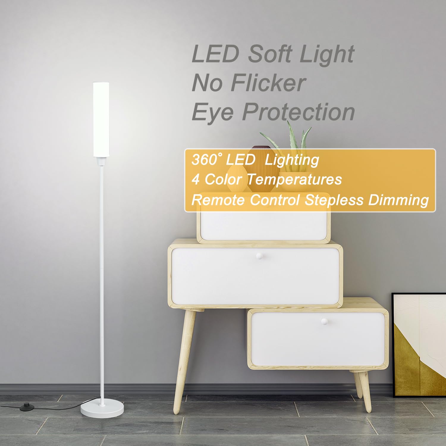Nukanu floor lamp brightness adjustable from 10% to 100% for different tasks