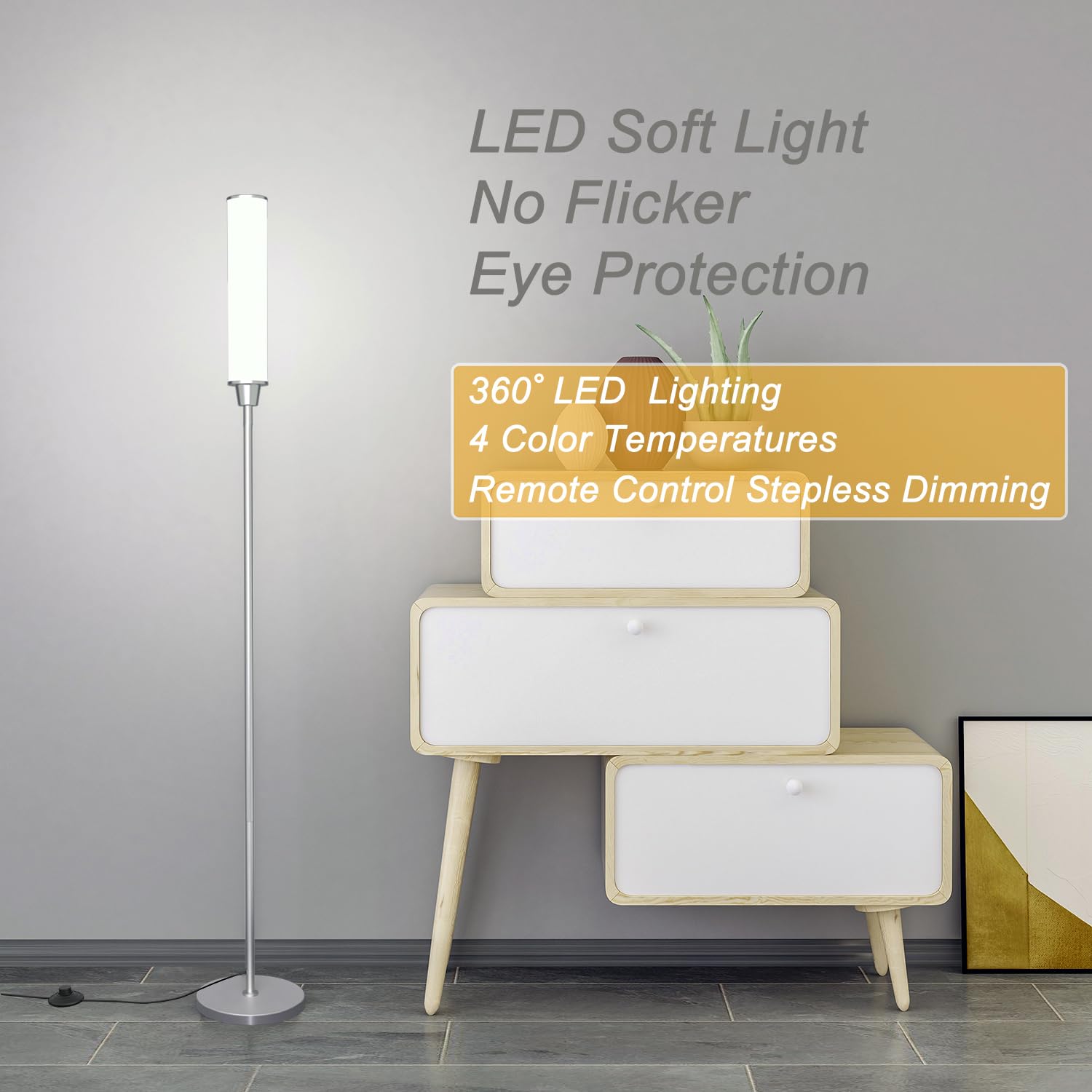 Nukanu floor lamp foot switch enables hands-free on/off.