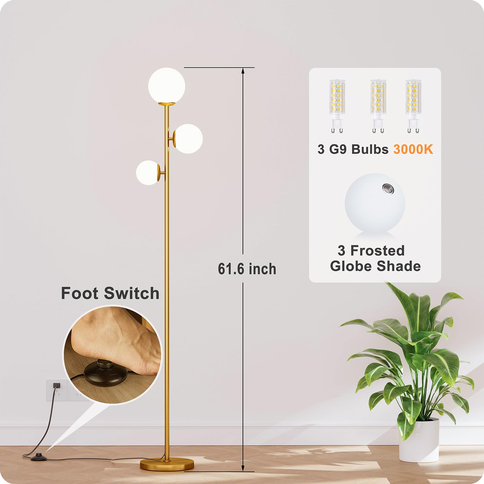 Heavy metal base providing stable support for the Nukanu floor lamp