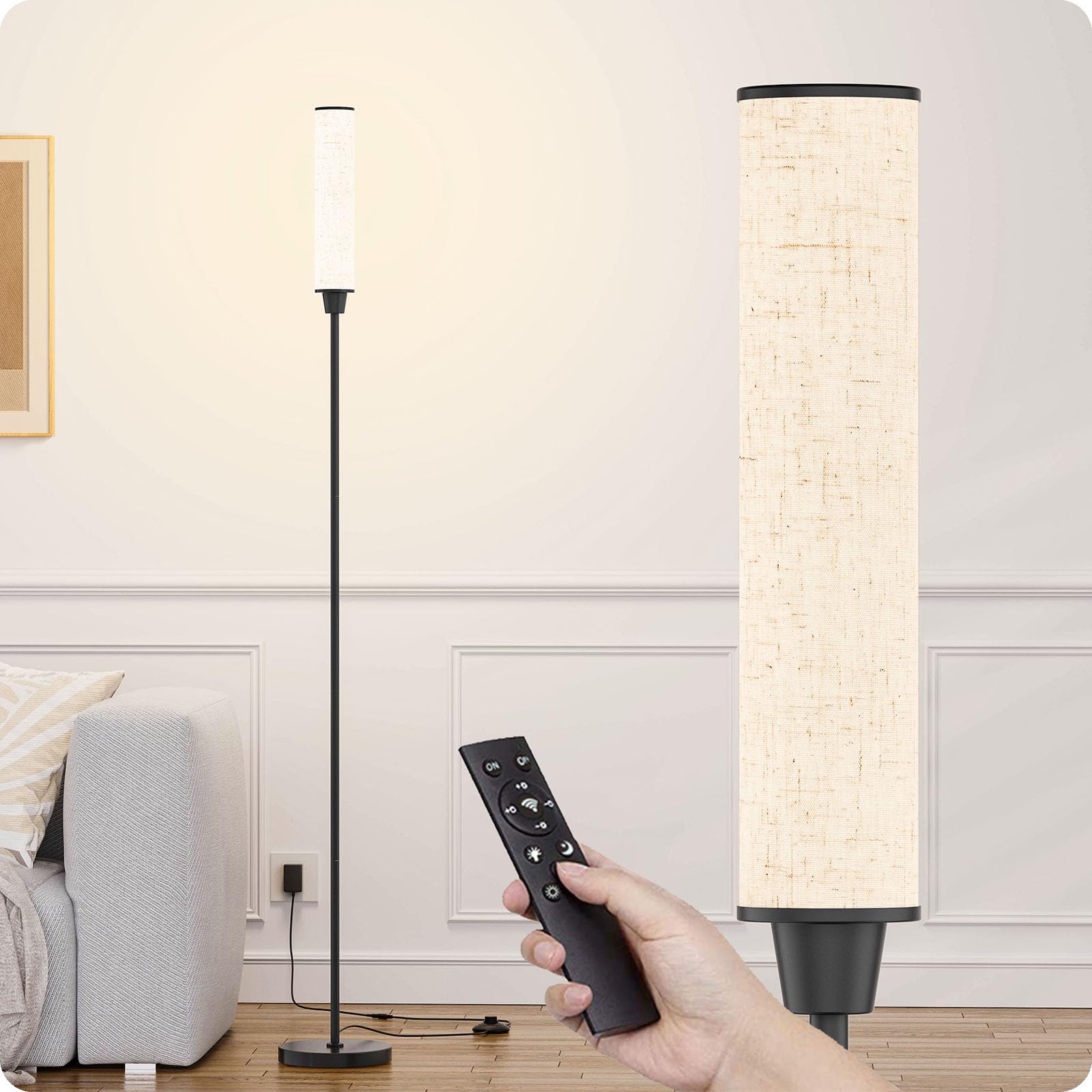 Nukanu floor lamp with remote control for effortless lighting from the couch