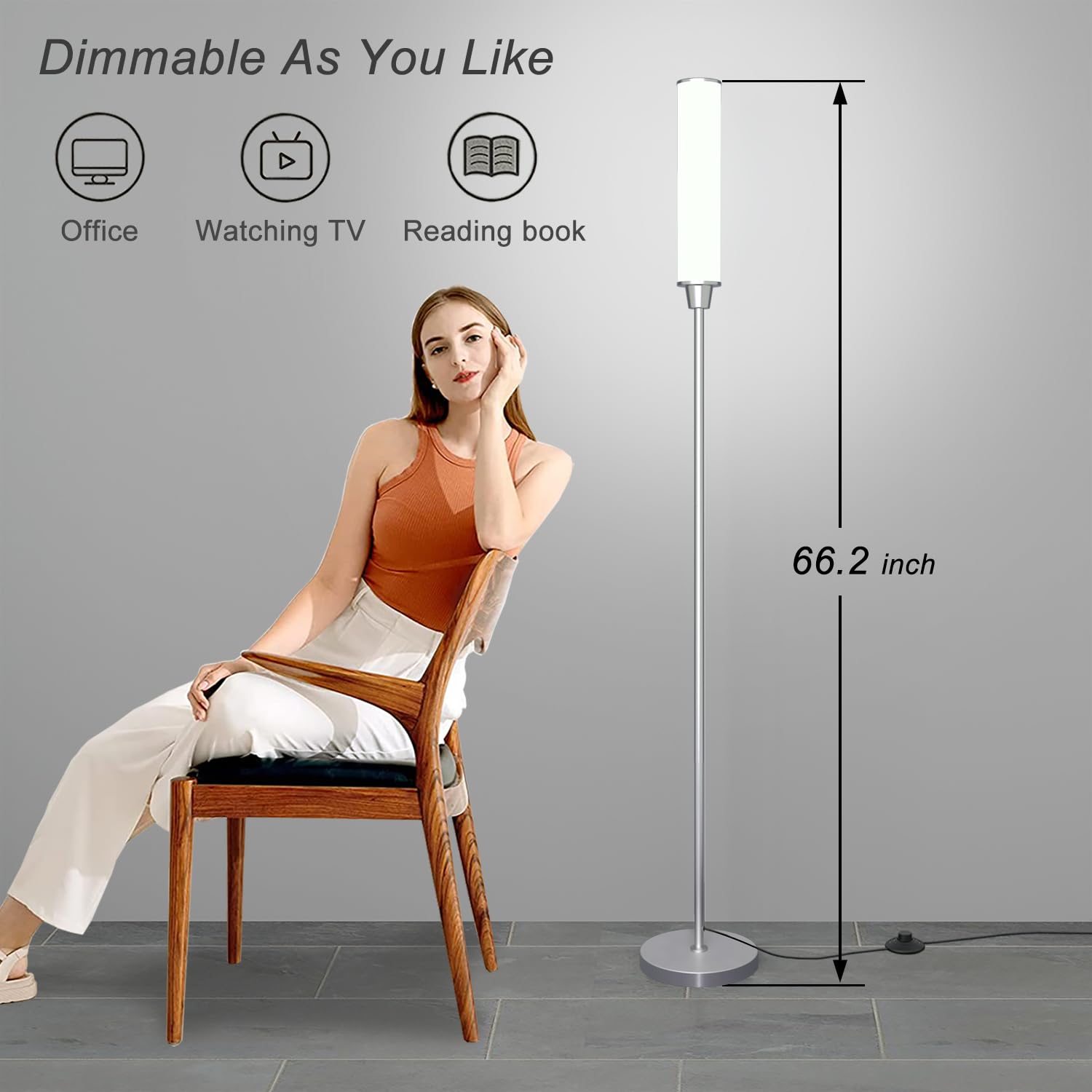 Nukanu floor lamp with stepless brightness adjusts from 10% to 100%.