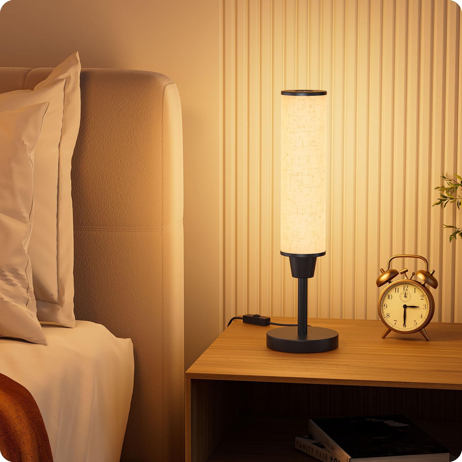 Nukanu lamp in a cozy bedroom setting created for relaxing evenings.