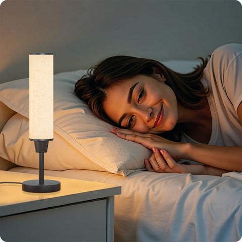 Nukanu compact design table lamp fits desks and nightstands easily.