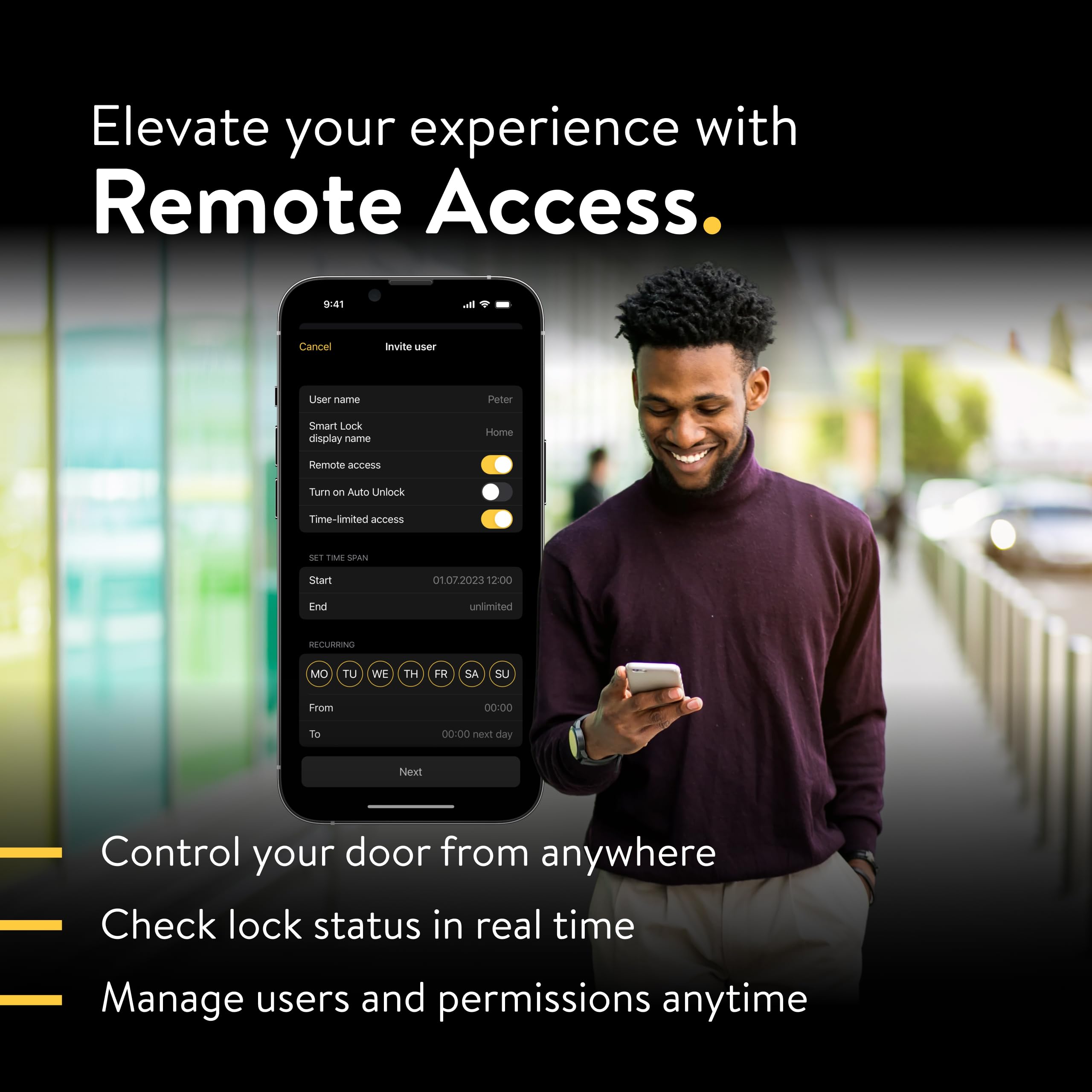 NUKI app control dashboard for monitoring and permissions