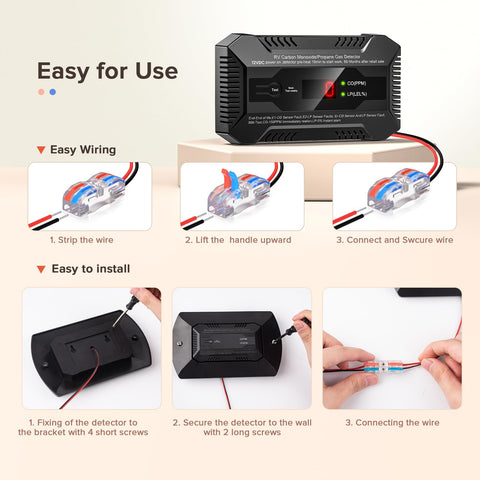 NULETO RV Dual LP/CO Alarm digital display shows gas levels at a glance.