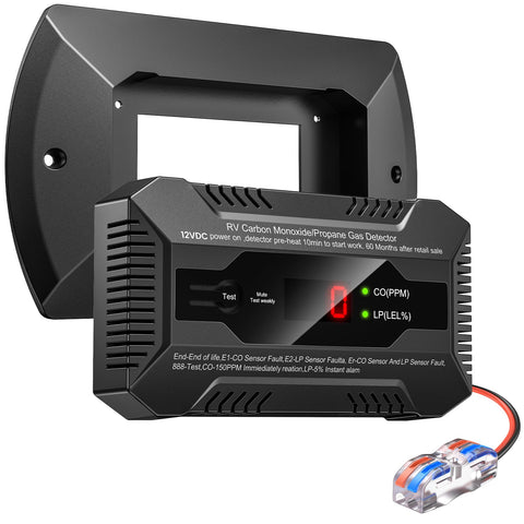 NULETO RV Dual LP/CO Alarm front view—compact 2-in-1 detector for RV safety.