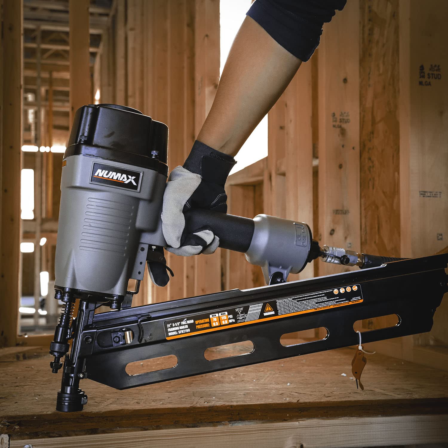 NuMax SFR2190 in use on a jobsite for framing