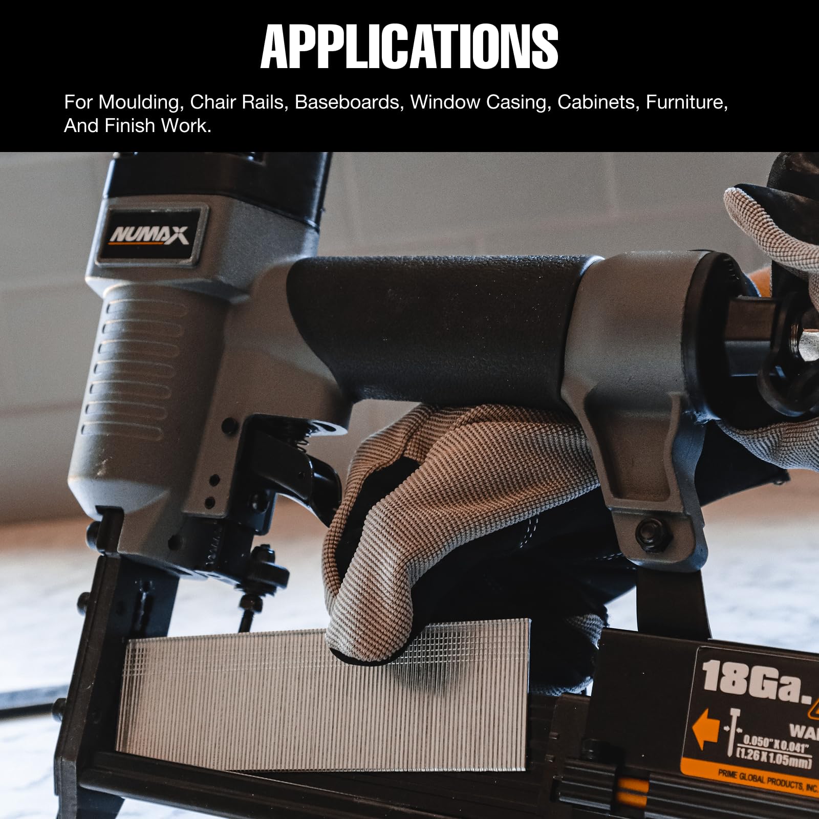 NuMax SL31 18G brads suitable for delicate cabinet trim