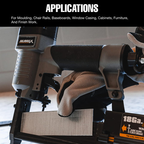 NuMax SL31 18G brads suitable for delicate cabinet trim