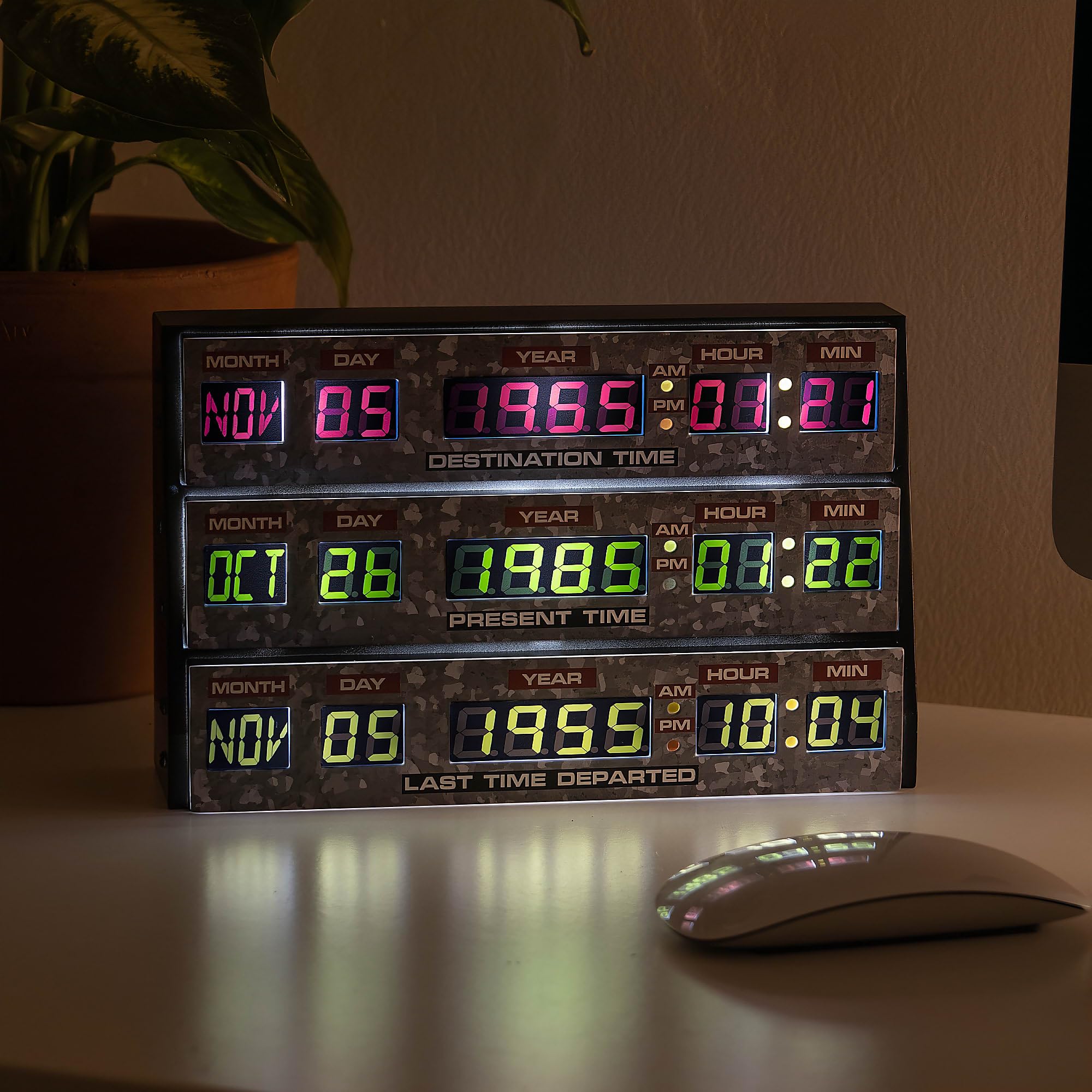 Numskull Back to The Future 3D Lamp desk view showing flicker-free, comfortable lighting.