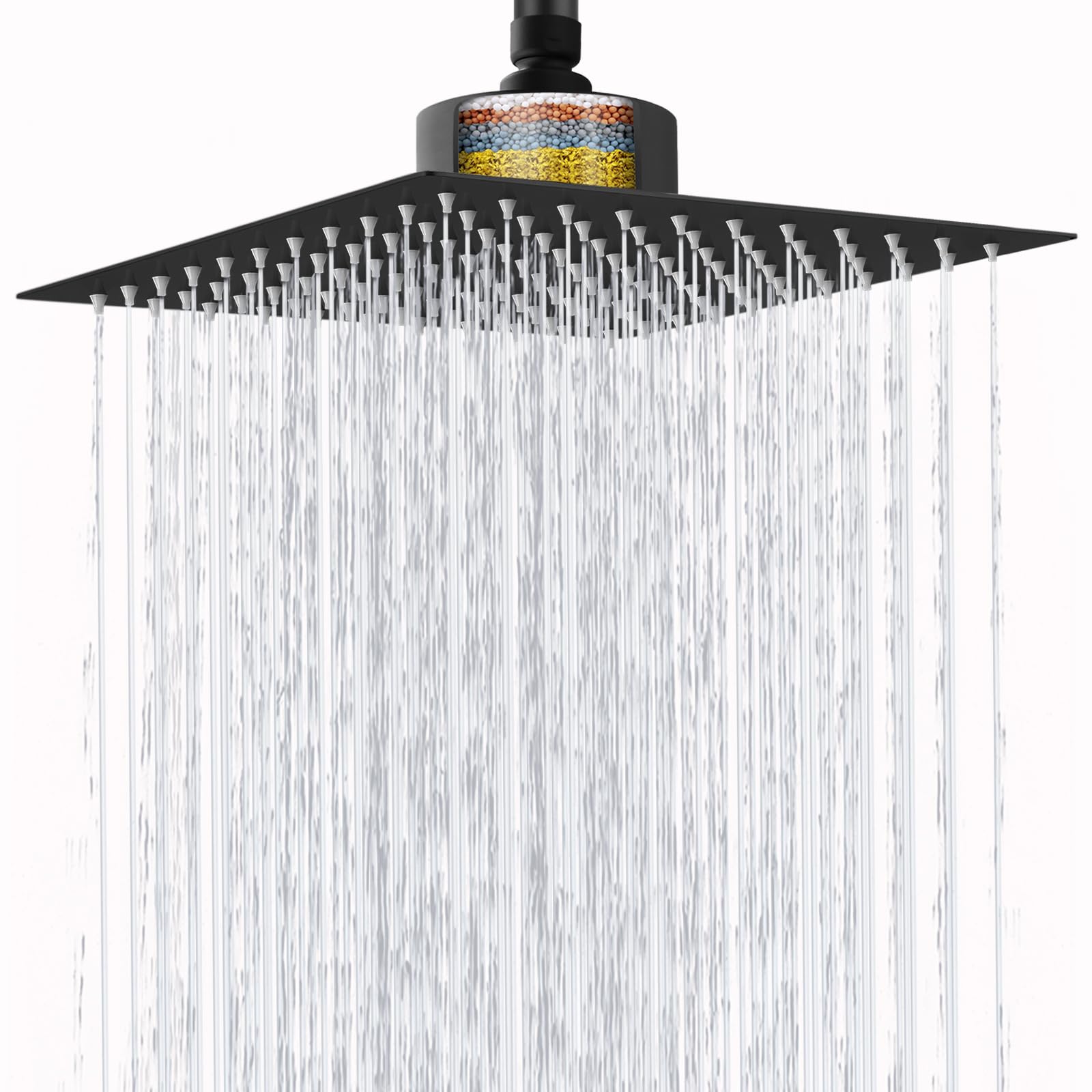 Nuodan 12 inch square rain shower head provides wide rainfall and spa-like comfort