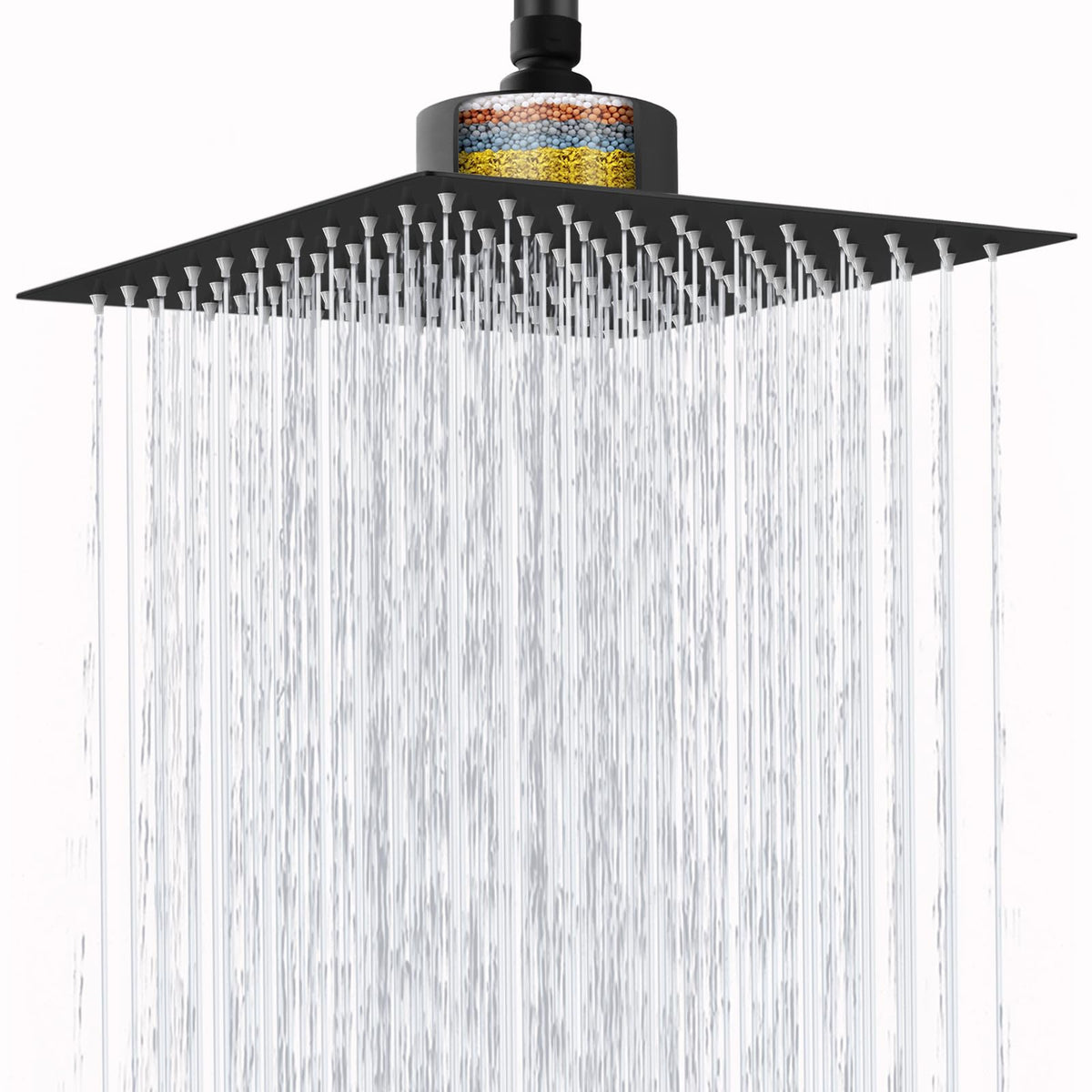 Nuodan 12 inch square rain shower head provides wide rainfall and spa-like comfort