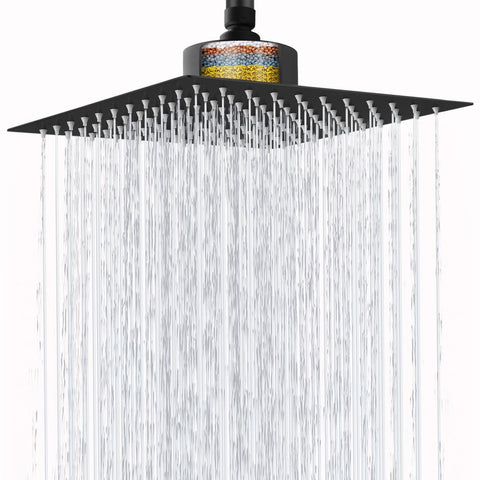 Nuodan 12 inch square rain shower head provides wide rainfall and spa-like comfort