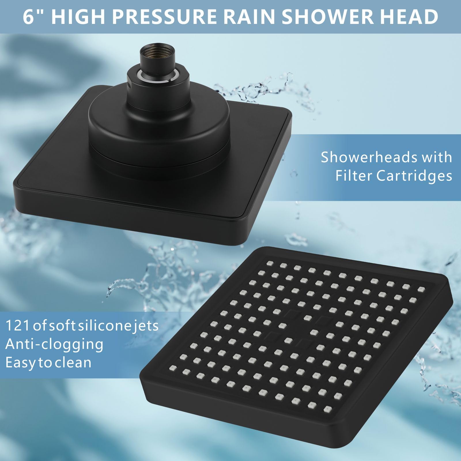 Nuodan cartridge inside the shower head showing built in filtration for cleaner water