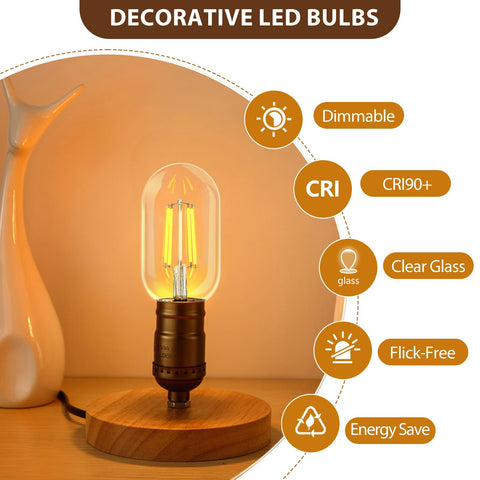 NUODIFAN T45 E26-base bulb fits standard fixtures for versatile lighting.