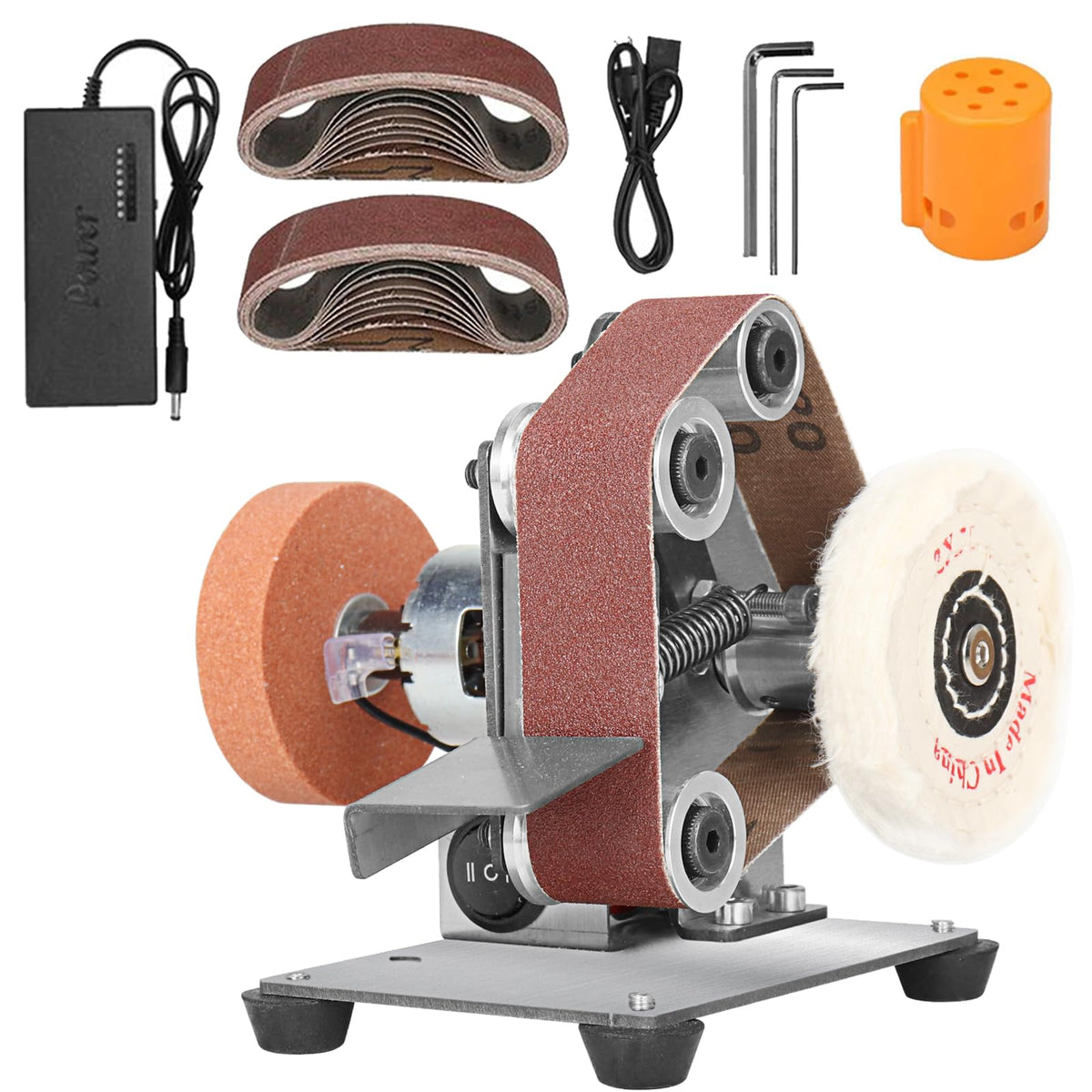NuoDunco 3-In-1 mini belt sander front view for precise metal and wood prep