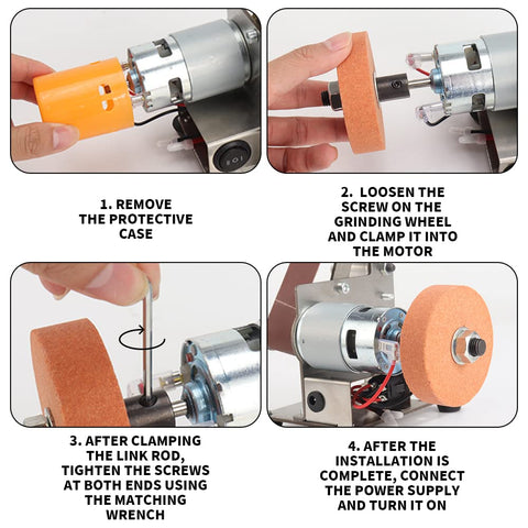 NuoDunco plus kit setup with grinding wheel and buffing wheel