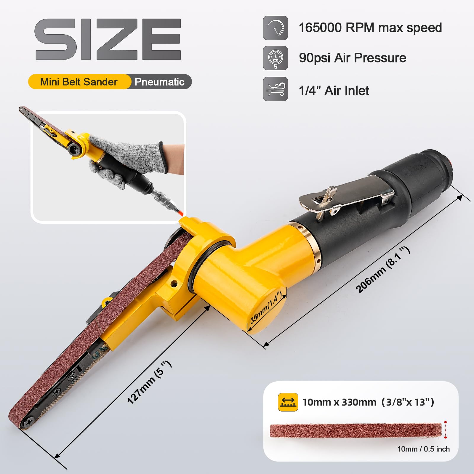 NuoDunco belt sander rotatable head for precise angle adjustments