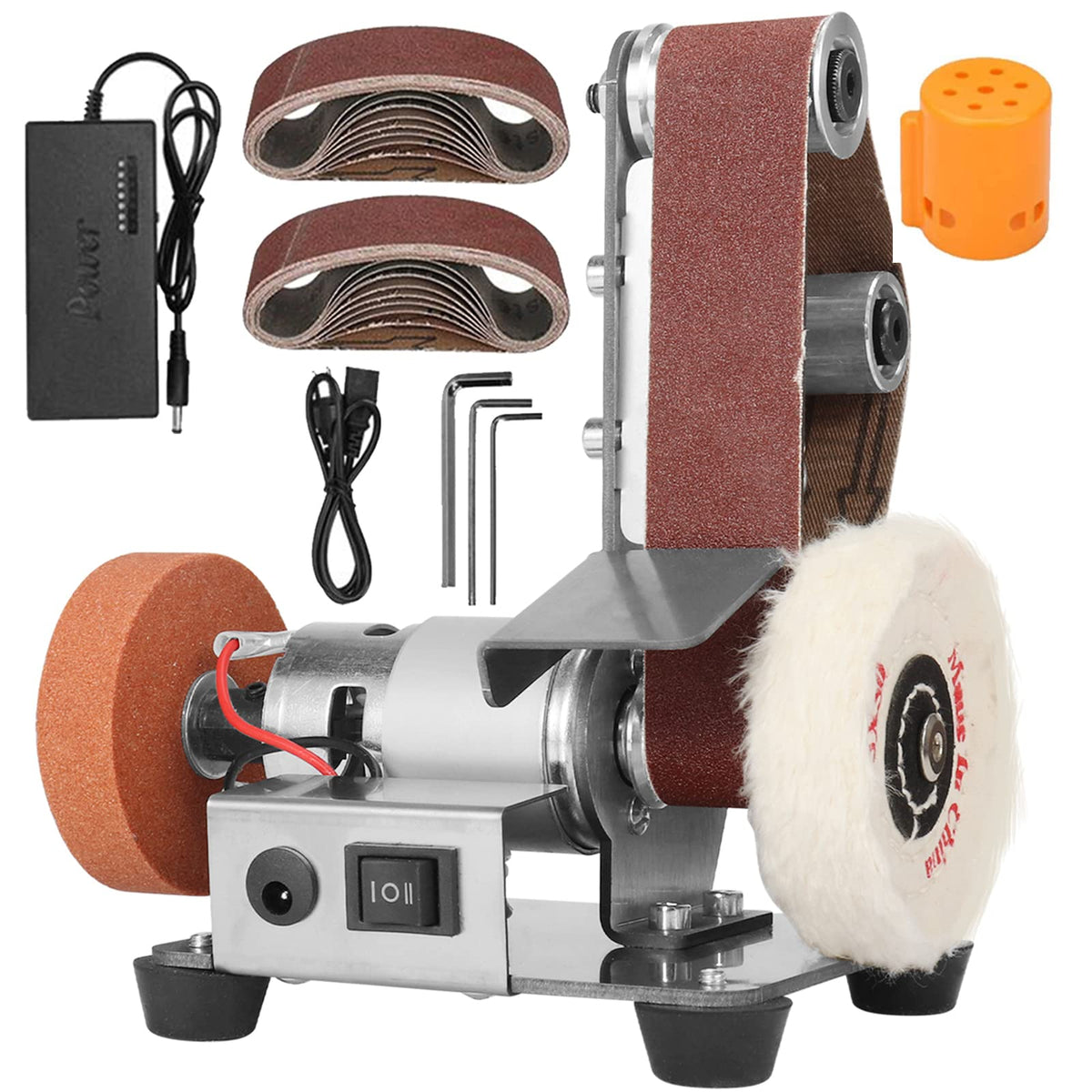NuoDunco mini belt sander front view for precise control in DIY projects.