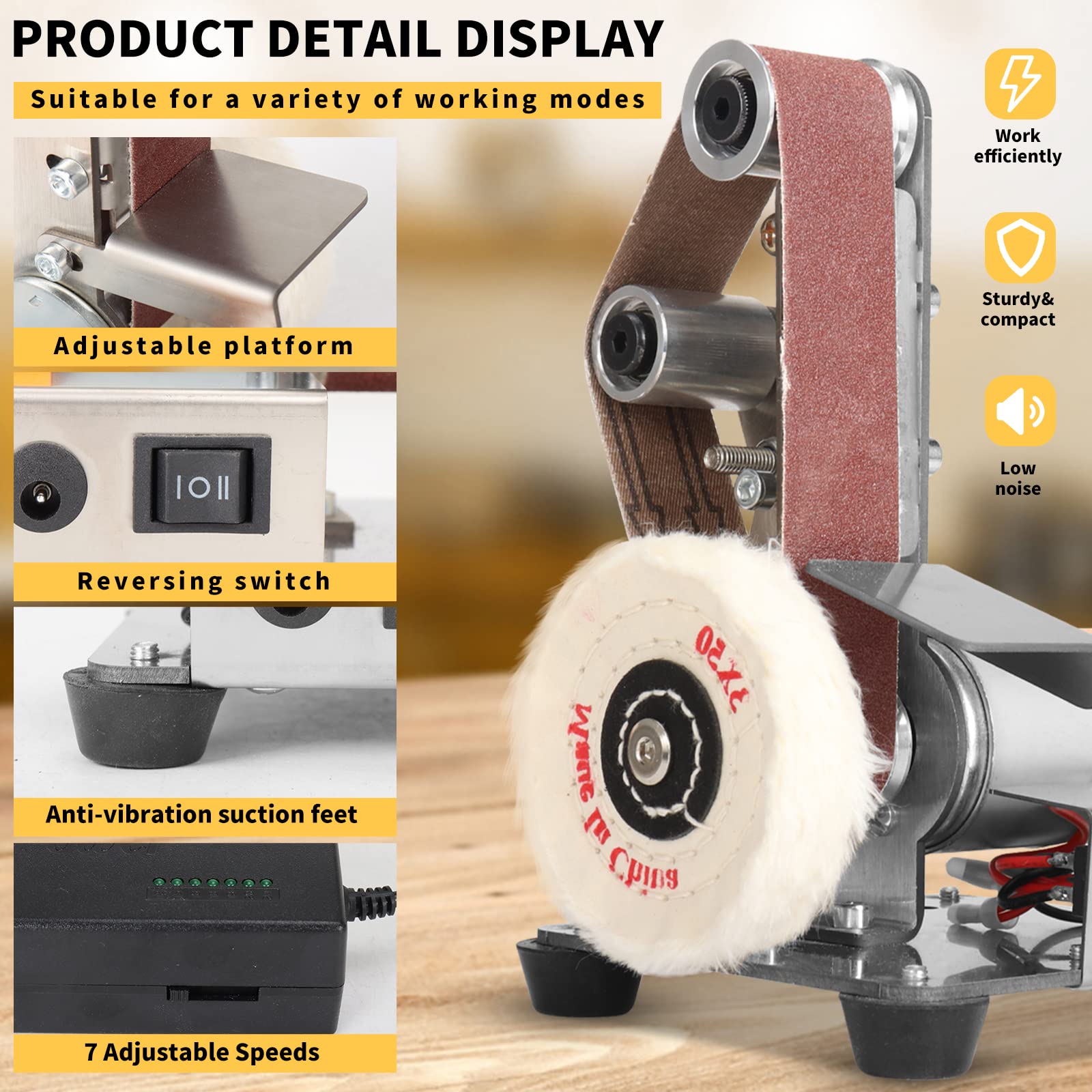 NuoDunco sailboat model sanding belts design increases vertical sanding area.