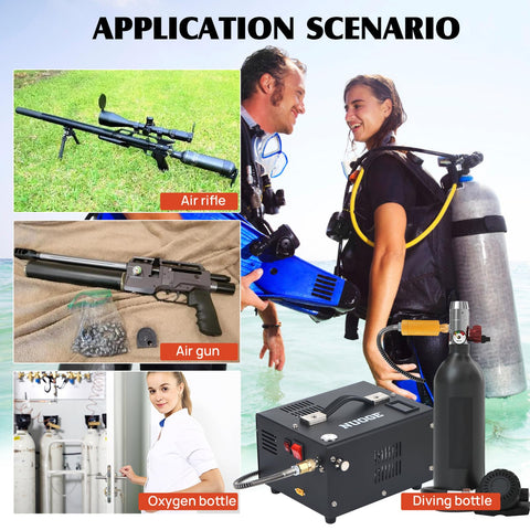 NUOGE PCP air compressor 250W brushless motor delivers efficient filling