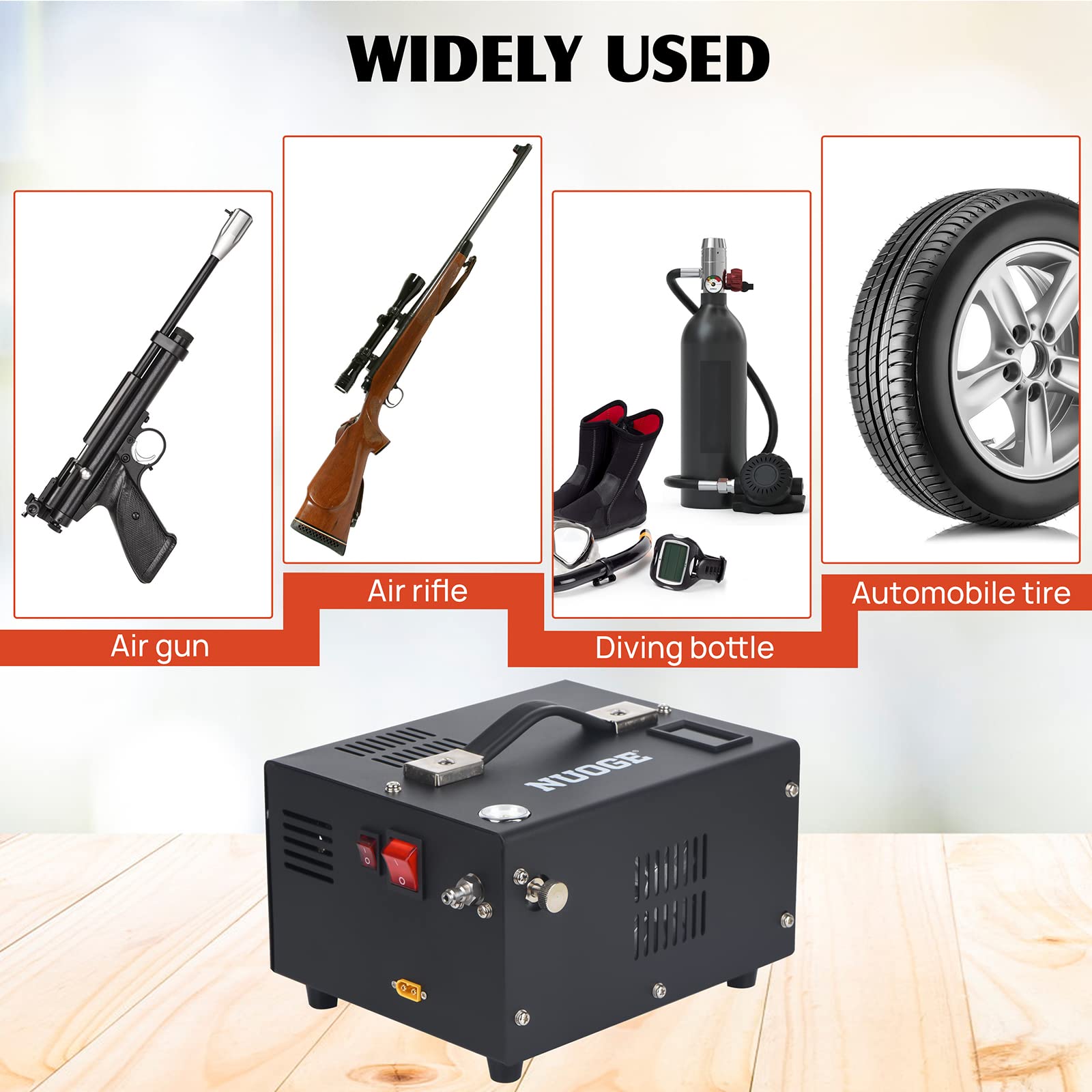 NUOGE PCP air compressor 4500psi max pressure for high-demand tanks