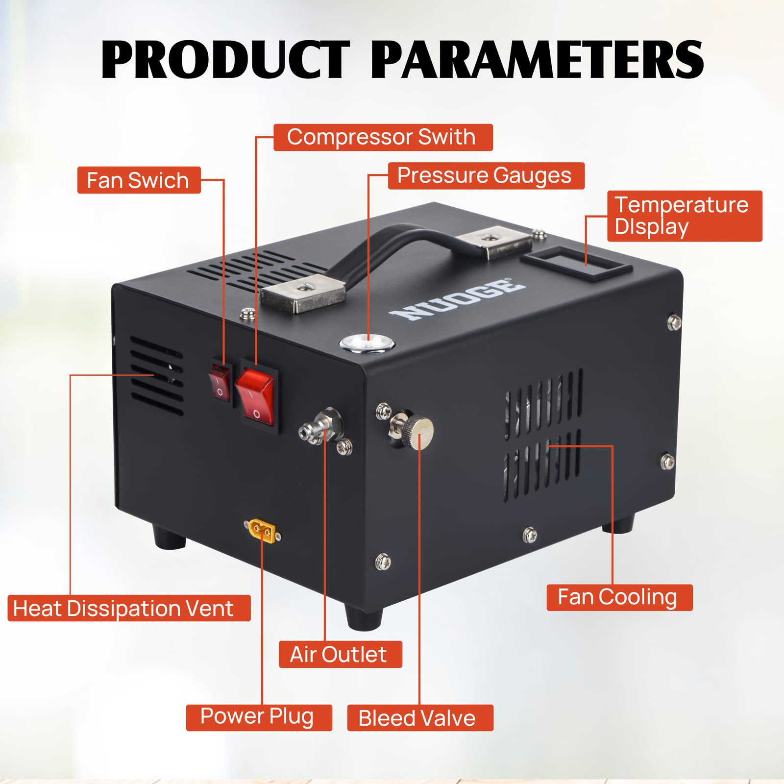 NUOGE PCP air compressor fast inflation for paintball and airguns