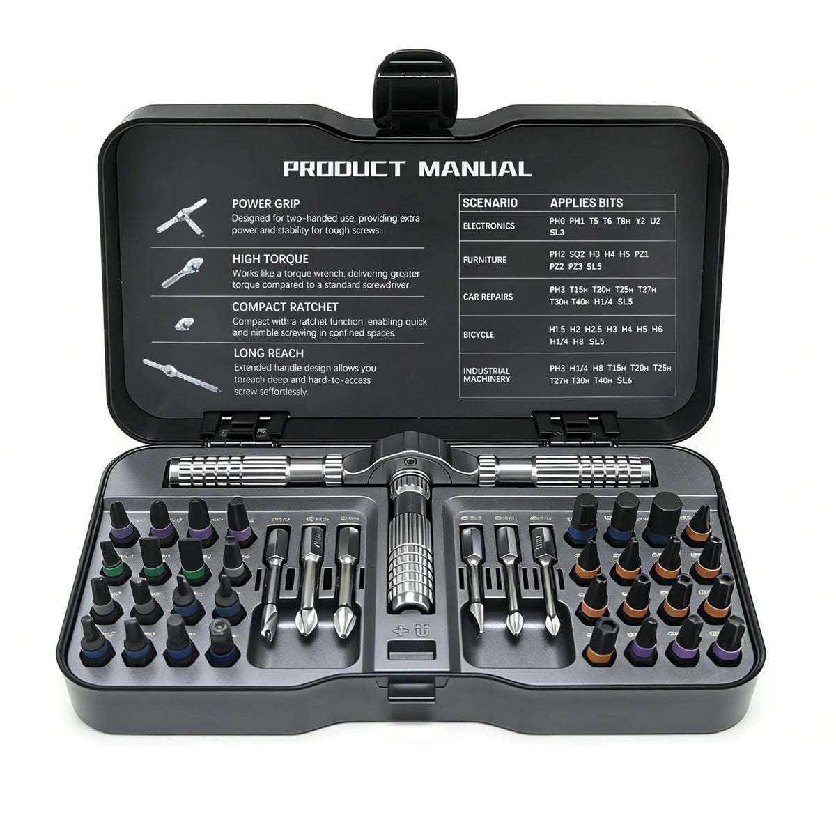 Nuotuv 40-in-1 detachable-handle screwdriver for versatile reach