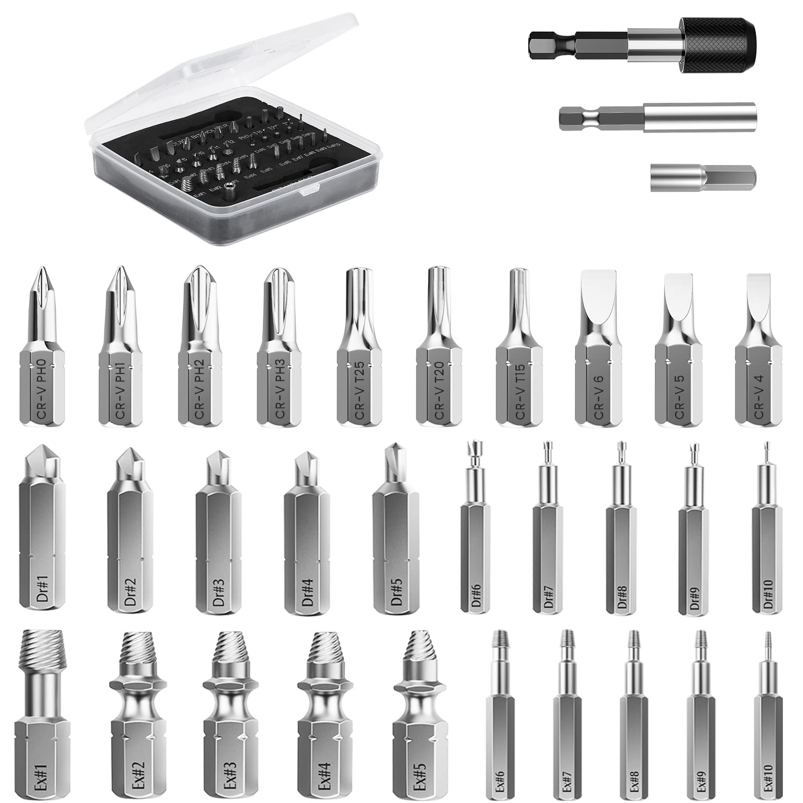 Nuovoware damaged screw extractor set, full kit for easy removal.