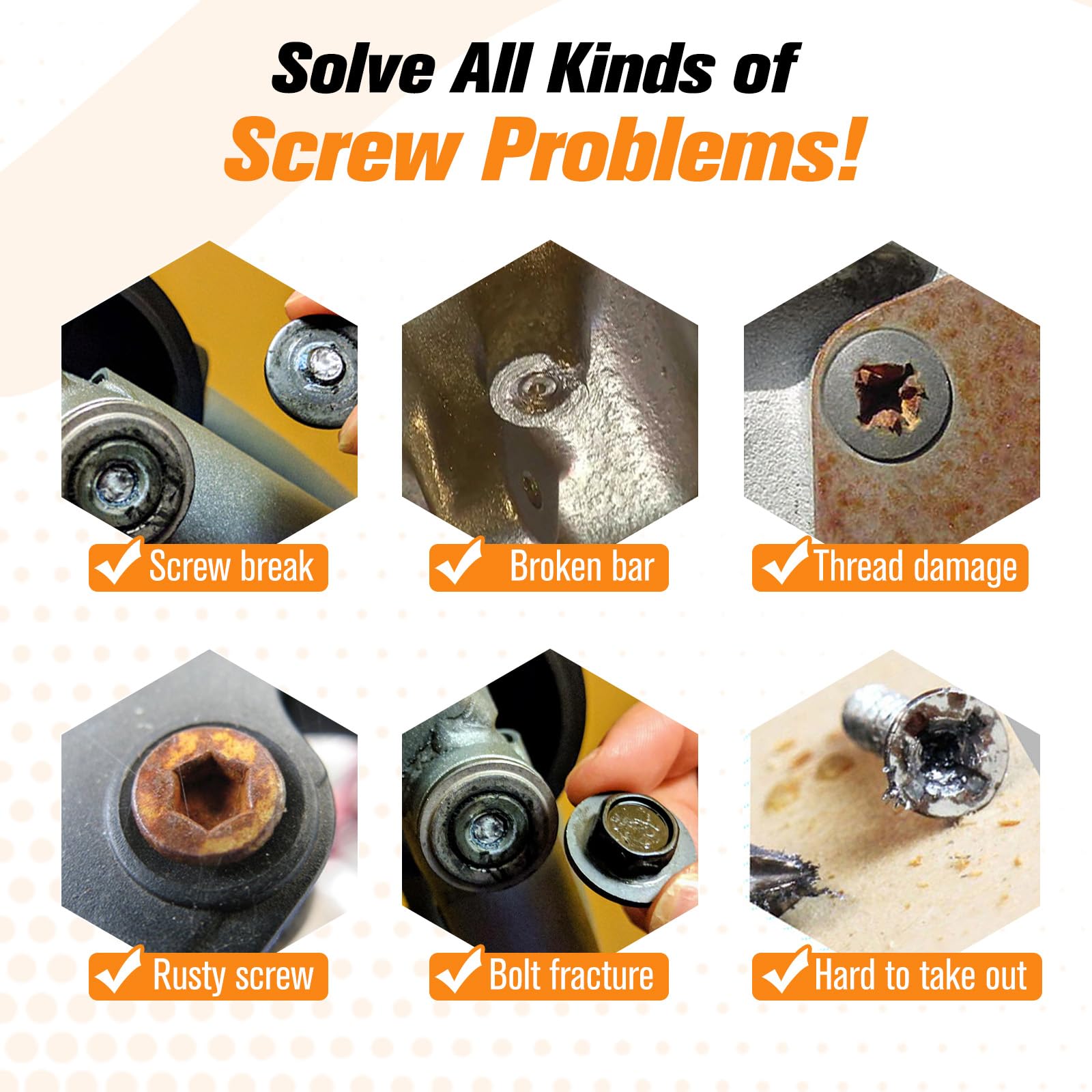 Nuovoware gold-sheen screw extractor set ready for tough jobs.