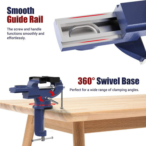 Nuovoware table vise easy edge-clamp installation on various desktops.