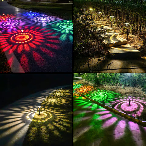 Nupostai Bright Solar Pathway Lights create ambient yard patterns for garden decor.