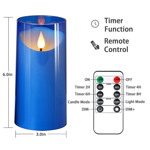 NURADA 2-pack blue LED candles with long-lasting battery life