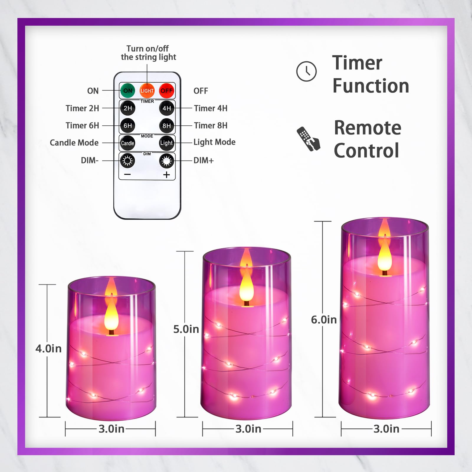 NURADA 3D Wick acrylic shell candle displays a realistic flame and durable design.