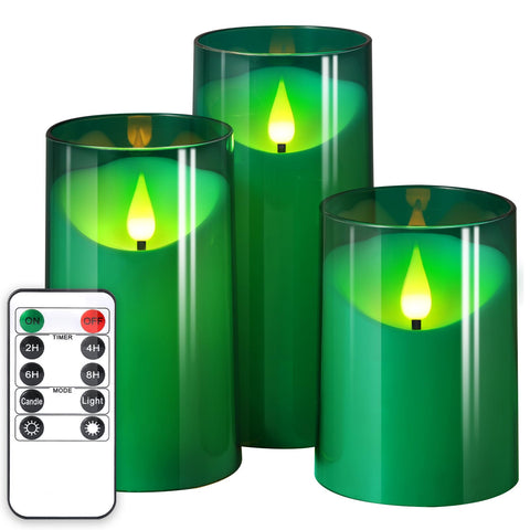 Nurada flameless candle with 3D wick glows safely on a table centerpiece.