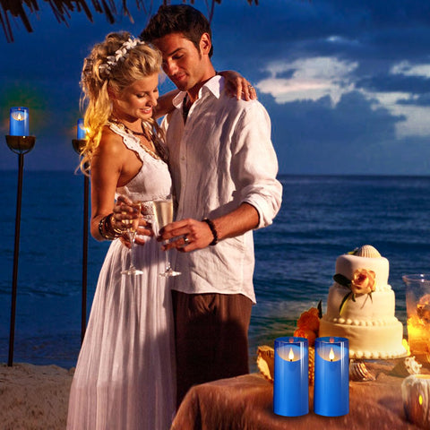 NURADA blue flameless candle irregular top edge view for natural flame illusion