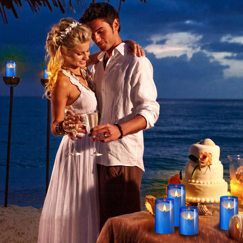 Nurada blue remote control flameless candles for easy placement.