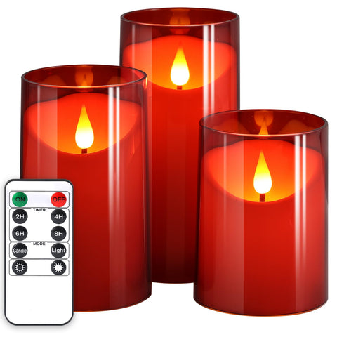 NURADA flameless candle set with remote timer and 3D wick for safe ambiance.