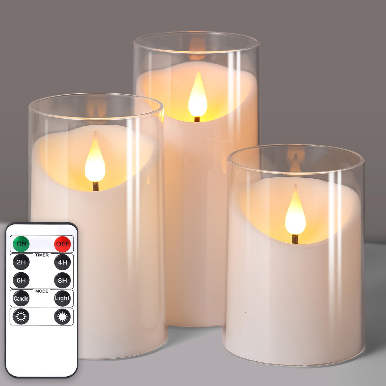 NURADA flameless candles with remote timer glow softly across the room for safe ambiance.