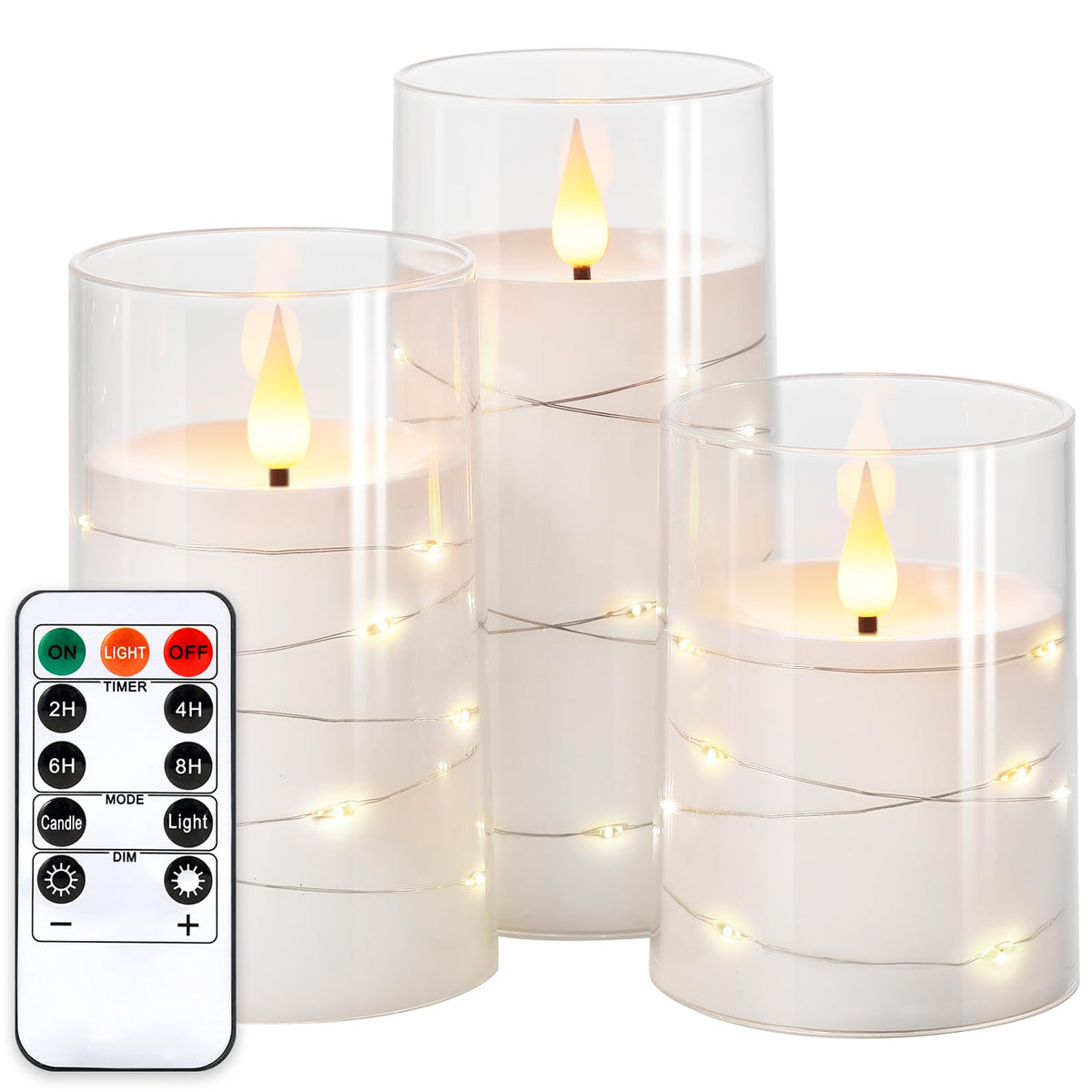 NURADA flickering flameless candle with star wire creates soft ambiance