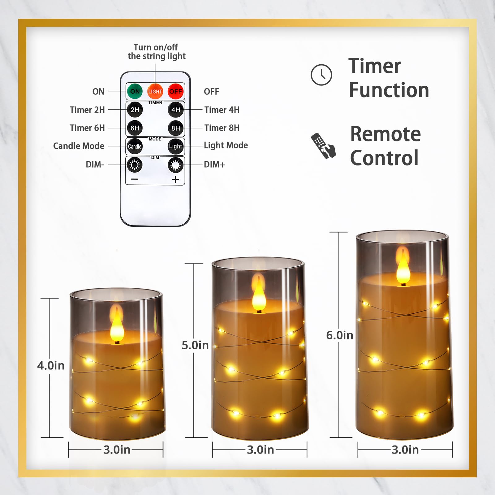 NURADA gray pillar candle set provides subtle, elegant illumination.