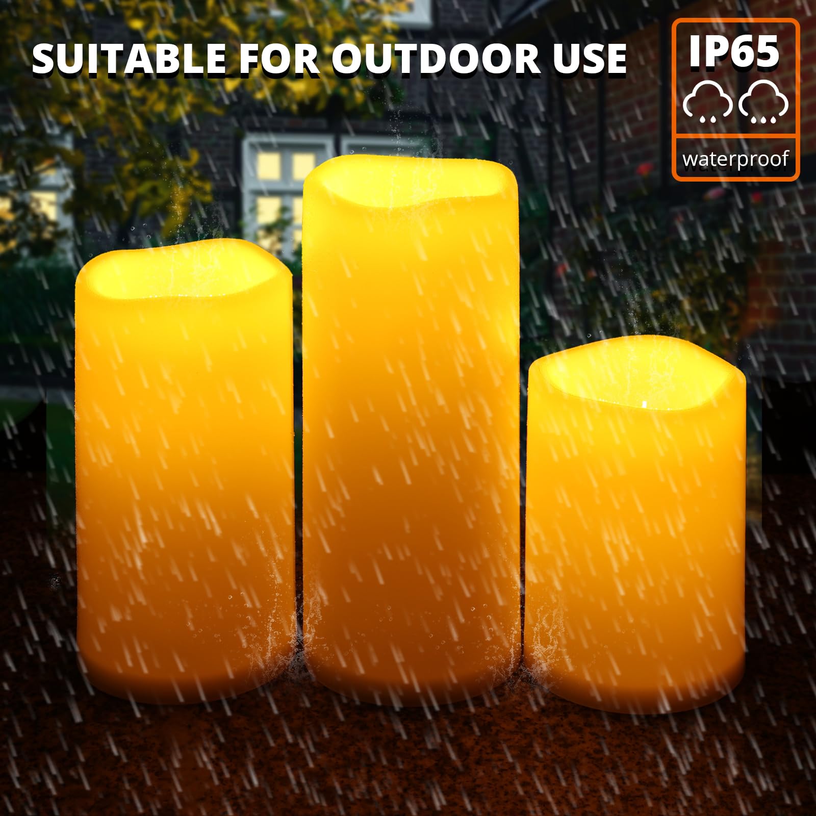 NURADA large waterproof outdoor candle, 10-inch ivory, ideal for garden lighting.