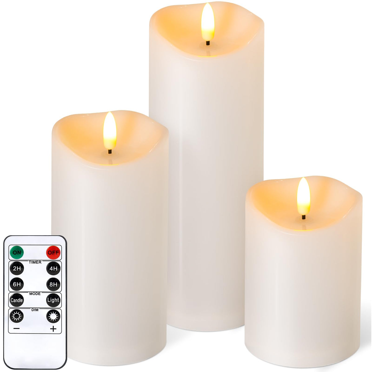 NURADA 4-inch ivory outdoor flameless candle with safe, weatherproof glow for patios