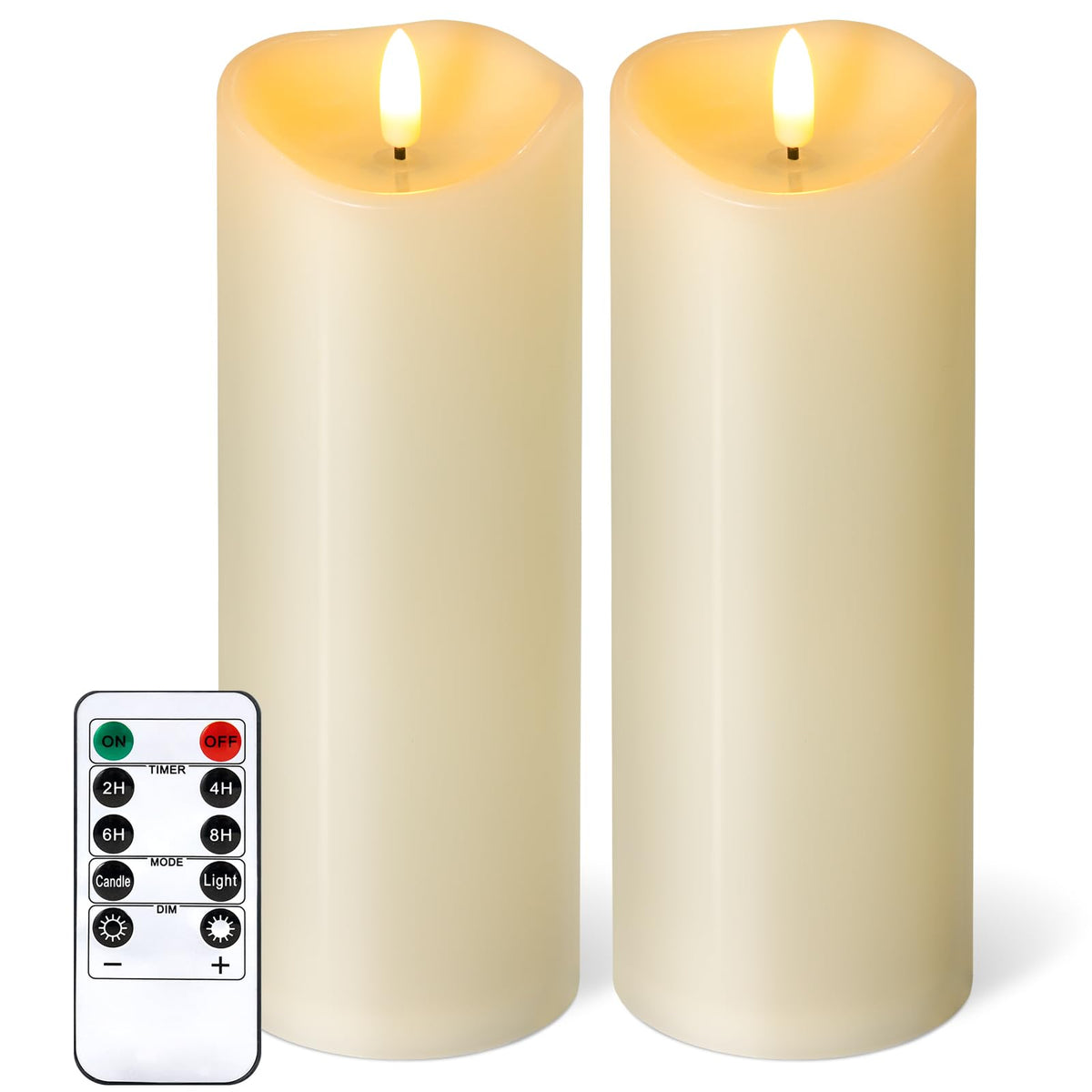 NURADA outdoor flameless candle 8in ivory glow adds safe patio ambiance