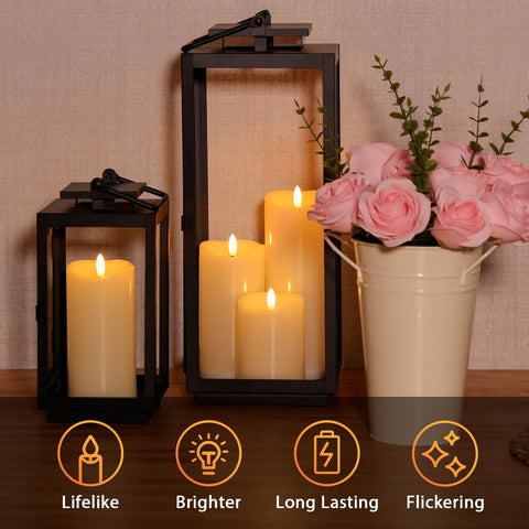 NURADA 8-inch ivory candle creates ambient porch or fireplace glow