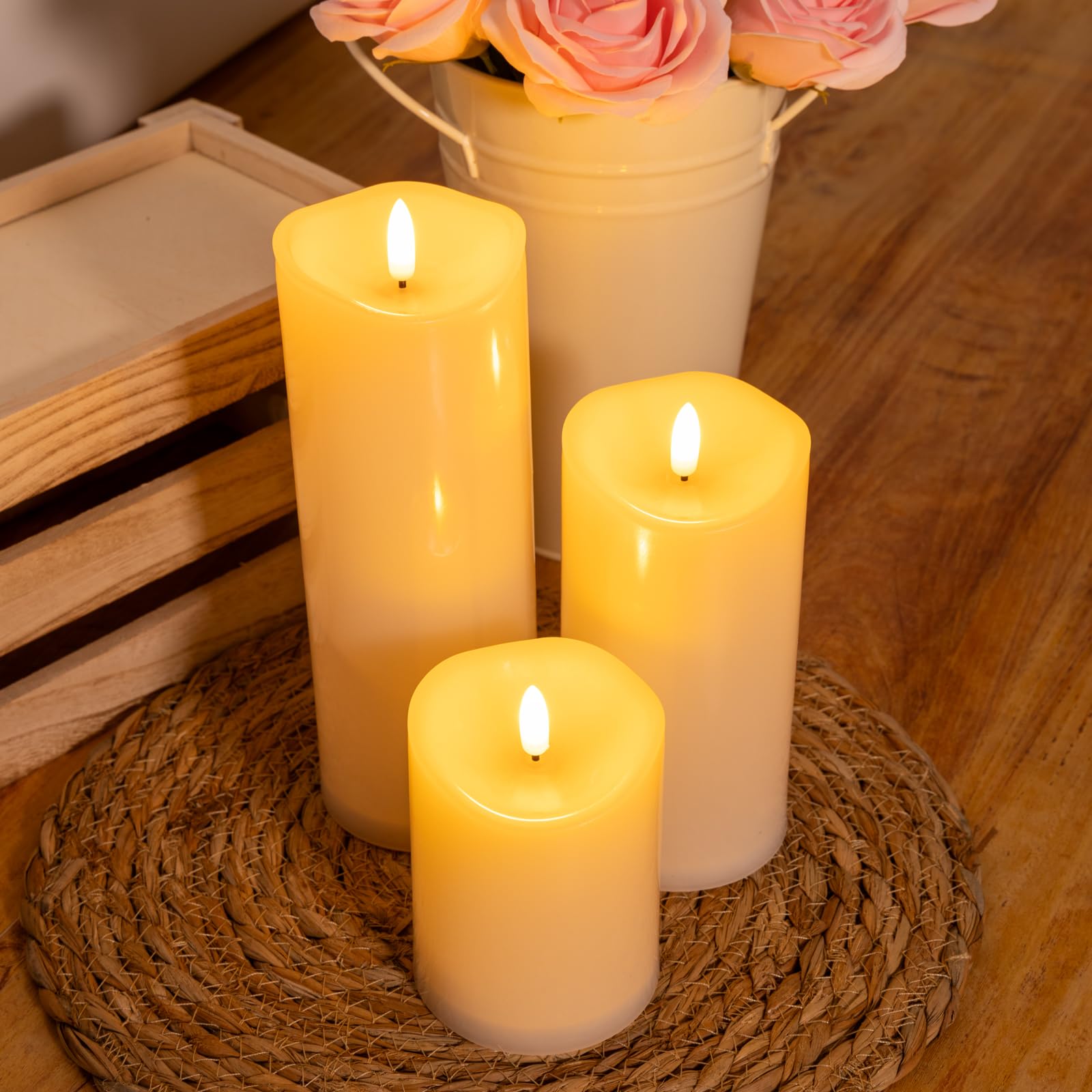 NURADA remote-control flameless candle allows easy operation from indoors