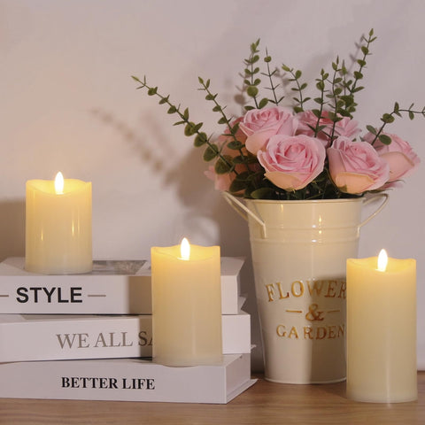 NURADA flicker-light candles highlight durable no-wax design at table centerpieces.